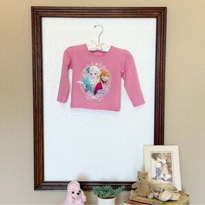 Disney EUC 2014 Frozen Sisters Long Sleeve Pink Tee Size 5T Anna and Elsa